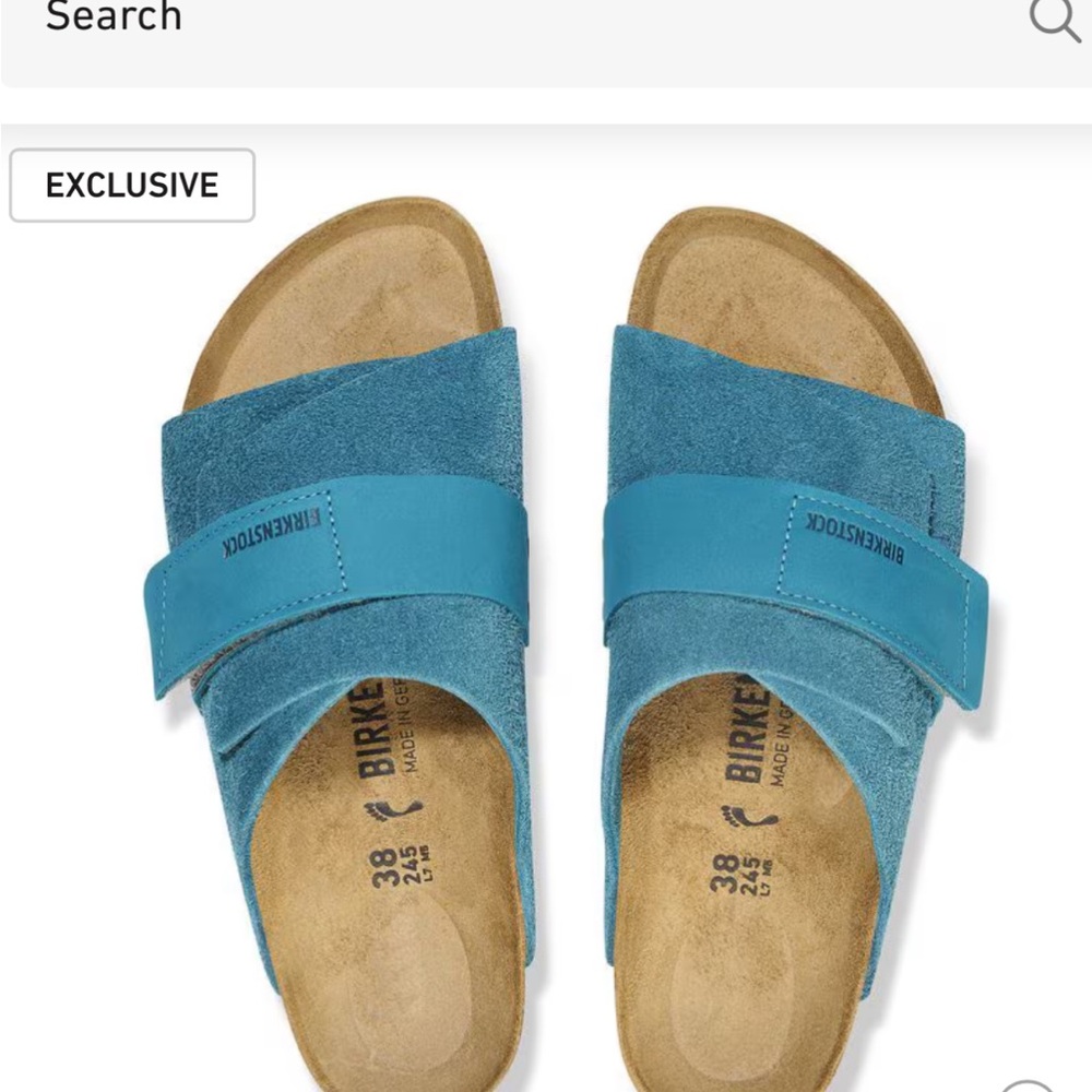 Birkenstock Teal Suede Slide Sandals
